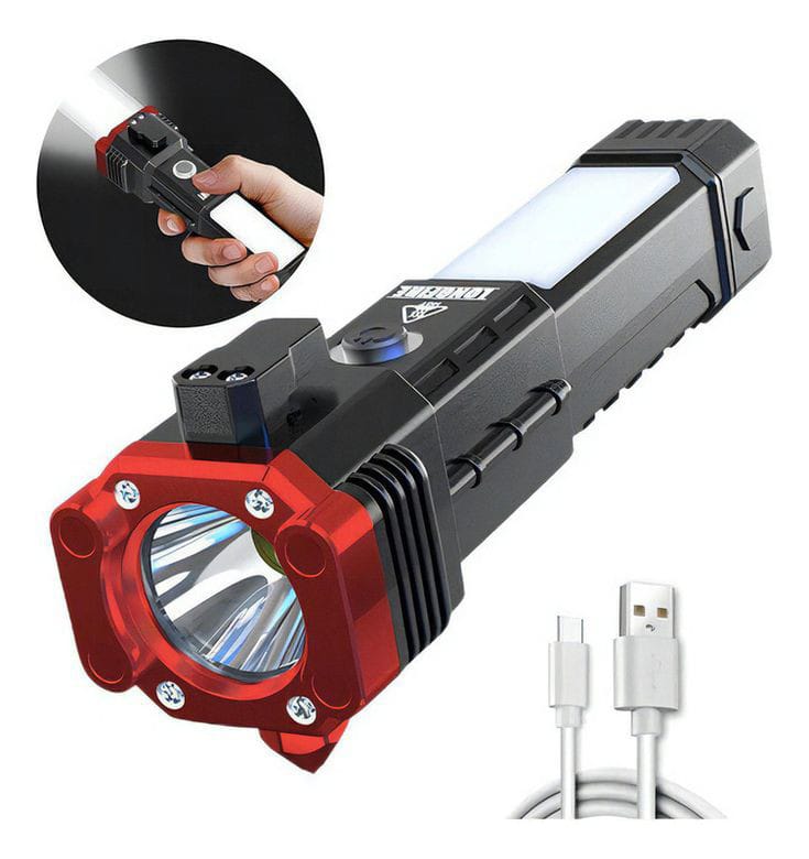 Ultimate Car Escape Tool: Rechargeable Tactical LED Torch & Window Breaker